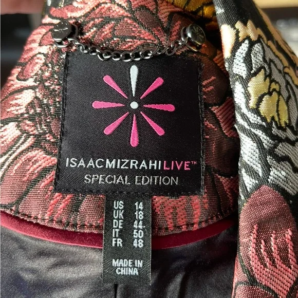 ISAAC MIZRAHI LIVE QVC Metallic Brocade Zippered Jacket Autumnal Colors Sz 14 - Picture 7 of 11